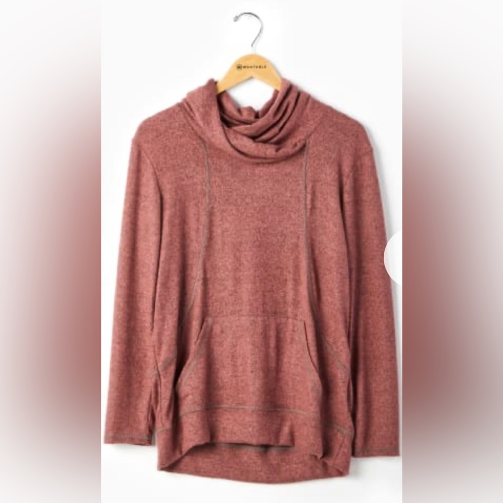 New- Without Tags. Cross Neck Cowl Pocket Tunic. Color Rose. Super Soft.